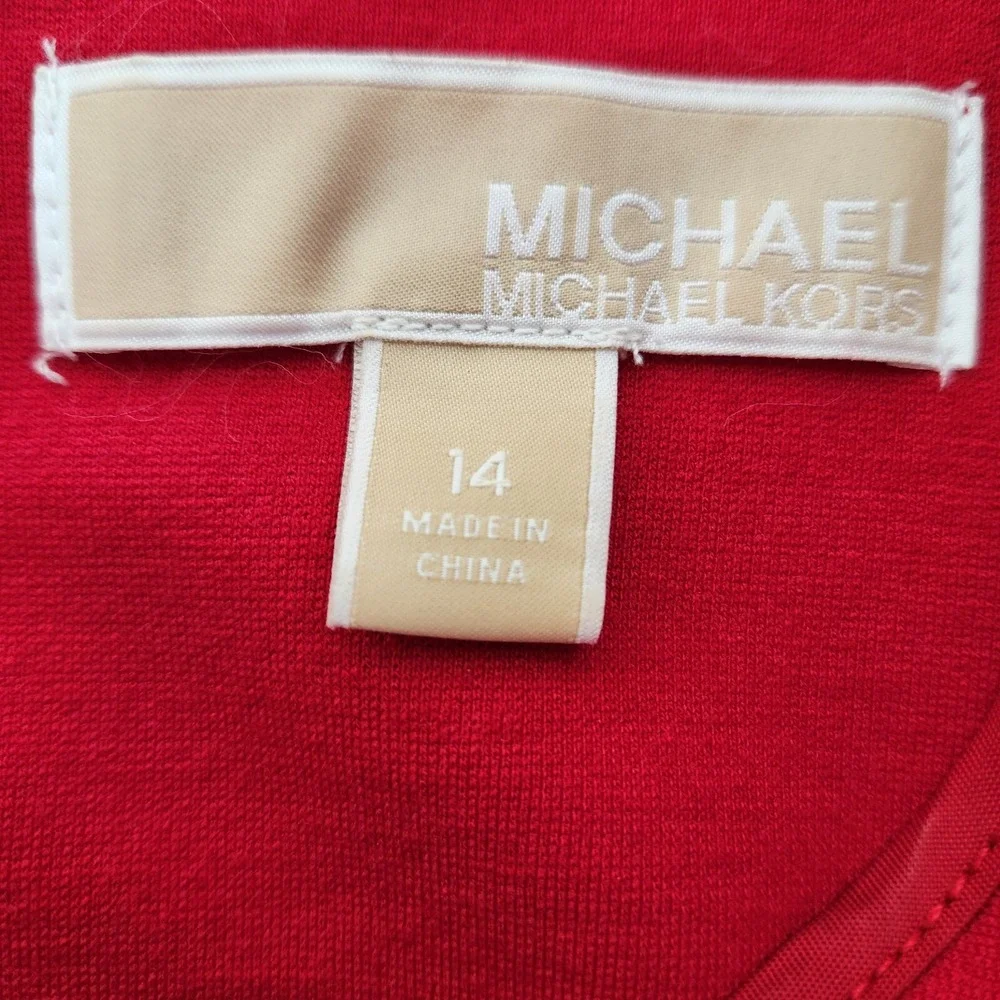 MICHAEL KORS Long Sleeve A-line Zip Ponte Dress Red Blaze 14